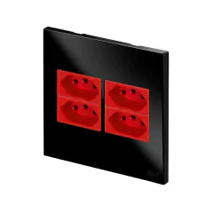 CONJ 4 TOMADAS 20A VERMELHA RECTA GLOSS BLACK BLUX 4X4 - comprar online