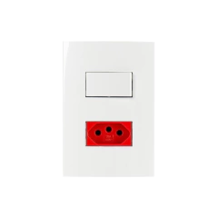 CONJ 4X2 1 INTERRUPTOR PARALELO + 1 TOMADA 20A VERMELHA LINHA SLEEK MARGIRIUS - comprar online