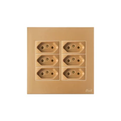 CONJ 6 TOMADAS 20A 2P+T 250V RECTA SATIN OURO NOBRE BLUX 4X4 - comprar online
