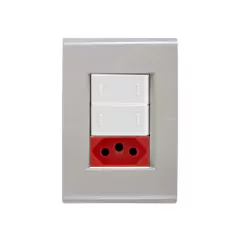 CJ 2 INTERRUPTORES PARALELO + TOMADA DE 20A VERMELHA LIZ FENDI BRANCO TRAMONTINA - comprar online