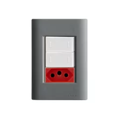 CJ 2 INTERRUPTORES PARALELO + TOMADA DE 20A VERMELHA GIZ TITÂNIO COM BRANCO TRAMONTINA - comprar online