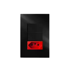 CONJ 2 INTERRUPTORES PARALELO + 1 TOMADA 20A VERMELHA RECTA GLOSS BLACK BLUX 4X2 - comprar online