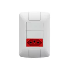 CONJ 2 INTERRUPTORES SIMPLES + 1 TOMADA 20A VERMELHA ARIA BRANCA TRAMONTINA - comprar online