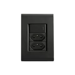 CONJ 1 INTERRUPTOR SIMPLES + 2 TOMADAS 10A LIZ GRAFITE TRAMONTINA - comprar online