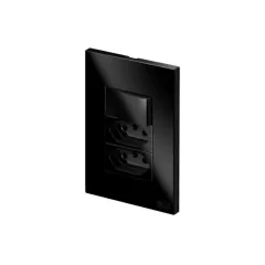 CONJ 1 INTERRUPTOR SIMPLES + 2 TOMADAS 10A RECTA GLOSS BLACK BLUX 4X2 - comprar online