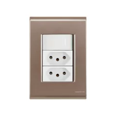 CJ 1 INTERRUPTOR SIMPLES + 2 TOMADAS DE 20A LIZ OURO VELHO BRANCO TRAMONTINA - comprar online
