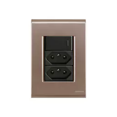 CJ 1 INTERRUPTOR SIMPLES + 2 TOMADAS DE 20A LIZ OURO VELHO GRAFITE TRAMONTINA - comprar online