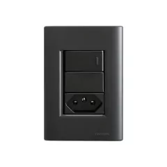 CJ 1 INTERRUPTOR SIMPLES + 1 TOMADA DE 10A GIZ BLACK COM GRAFITE TRAMONTINA - comprar online
