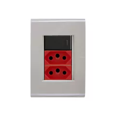 CJ 1 INTERRUPTOR SIMPLES + 2 TOMADAS DE 20A VERMELHA LIZ FENDI GRAFITE TRAMONTINA - comprar online
