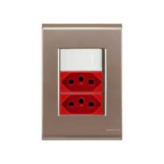CJ 1 INTERRUPTOR SIMPLES + 2 TOMADAS DE 20A VERMELHA LIZ OURO VELHO BRANCO TRAMONTINA - comprar online