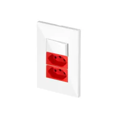 CONJ 1 INTERRUPTOR SIMPLES + 2 TOMADAS 20A VERMELHA RECTA GLOSS BRANCA BLUX 4X2 - comprar online
