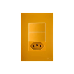 CONJ 2 INTERRUPTORES PARALELO + 1 TOMADA 10A RECTA SATIN MOSTARDA BLUX 4X2 - comprar online