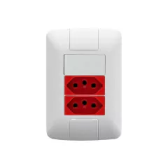 CJ 1 INTERRUPTOR SIMPLES + 2 TOMADAS 20A VERMELHA ARIA BRANCA TRAMONTINA - comprar online