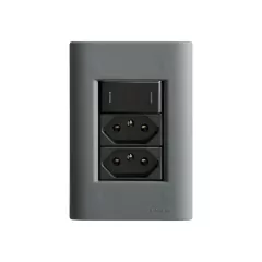CJ 1 INTERRUPTOR PARALELO + 2 TOMADAS DE 10A GIZ TITÂNIO COM GRAFITE TRAMONTINA - comprar online