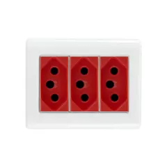 CONJ CAIXA SOBR + 3 TOMADAS VERMELHA 20A LIZFLEX BRANCO TRAMONTINA - comprar online