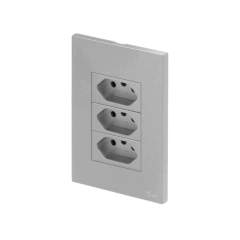 CONJ 3 TOMADAS 10A 2P+T RECTA SATIN PRATA BLUX 4X2 - comprar online