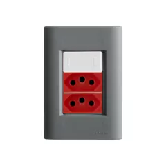 CJ 1 INTERRUPTOR PARALELO + 2 TOMADAS DE 20A VERMELHA GIZ TITÂNIO COM BRANCO TRAMONTINA - comprar online