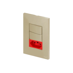 CONJ 2 INTERRUPTORES PARALELO + 1 TOMADA 20A VERMELHA RECTA SATIN AREIA BLUX 4X2 - comprar online