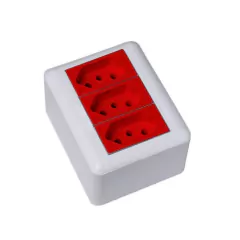CAIXA DE SOBREPOR 3 TOMADAS 20A VERMELHA BRANCO OVERLAP BLUX - comprar online