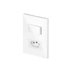 CONJ 1 INTERRUPTOR SIMPLES + 1 TOMADA 10A RECTA GLOSS BRANCA BLUX 4X2 - comprar online