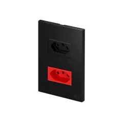 CONJ 1 TOMADA 10A + 1 TOMADA 20A VERMELHA RECTA SATIN BLACK BLUX 4X2 - comprar online