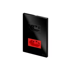 CONJ 1 TOMADA 10A + 1 TOMADA 20A VERMELHA RECTA GLOSS BLACK BLUX 4X2 - comprar online
