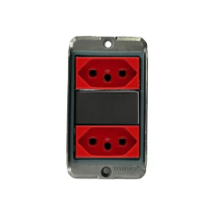 TAMPA CONDULETE 3/4 TIPO X COM 2 TOMADAS 20A VERMELHA LIZ GRAFITE TRAMONTINA - comprar online