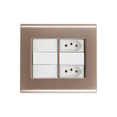 CONJ 2 INTERRUPTORES SIMPLES + 2 TOMADA 10A 4X4 LIZ OURO VELHO COM BRANCO TRAMONTINA - comprar online