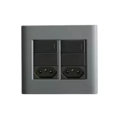 CONJ 2 INTERRUPTORES SIMPLES + 2 TOMADAS 10A 4X4 GIZ TITÂNIO COM GRAFITE TRAMONTINA - comprar online