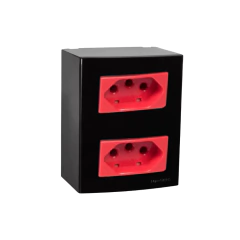 CAIXA SOBREPOR 2 TOMADAS 20A VERMELHA LINHA SLEEK PRETO MARGIRIUS - comprar online