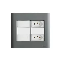 CONJ 2 INTERRUPTORES SIMPLES + 2 TOMADAS 10A 4X4 GIZ TITÂNIO COM BRANCO TRAMONTINA - comprar online