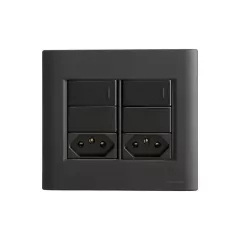 CONJ 2 INTERRUPTORES SIMPLES + 2 TOMADAS 20A 4X4 GIZ BLACK COM GRAFITE TRAMONTINA - comprar online
