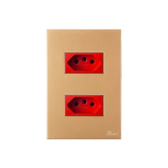 CONJ 2 TOMADAS 20A VERMELHA 2P+T 250V RECTA SATIN OURO NOBRE BLUX 4X2 - comprar online