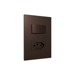 CONJ 1 INTERRUPTOR SIMPLES + 1 TOMADA 10A RECTA SATIN CHOCOLATE BLUX 4X2 - comprar online