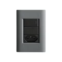 CJ 1 INTERRUPTOR SIMPLES + TOMADA DE 20A GIZ TITÂNIO COM GRAFITE TRAMONTINA - comprar online