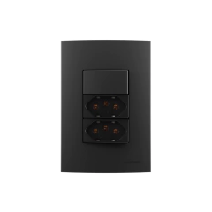 CONJ 4X2 1 INTERRUPTOR PARALELO + 2 TOMADAS 20A CLEAN EBONY PRETO FOSCO MARGIRIUS - comprar online