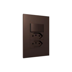 CONJ 1 INTERRUPTOR PARALELO + 2 TOMADAS 20A RECTA SATIN CHOCOLATE BLUX 4X2 - comprar online