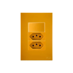 CONJ 1 INTERRUPTOR PARALELO + 2 TOMADAS 20A RECTA SATIN MOSTARDA BLUX 4X2 - comprar online