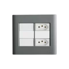CONJ 2 INTERRUPTORES PARALELO + 2 TOMADAS 10A 4X4 GIZ TITÂNIO COM BRANCO TRAMONTINA - comprar online
