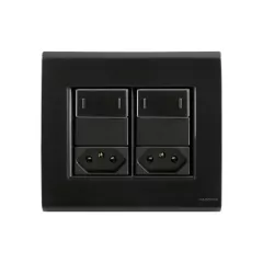 CJ 2 INTERRUPTORES PARALELO + 2 TOMADAS 20A 4X4 LIZ GRAFITE TRAMONTINA - comprar online