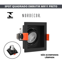 SPOT LOYO QUADRADO DE EMBUTIR MR11 PRETO