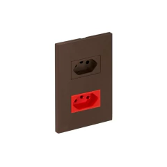 CONJ 1 TOMADA 10A + 1 TOMADA 20A VERMELHA RECTA SATIN CHOCOLATE BLUX 4X2 - comprar online