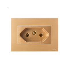 CONJ MÓVEIS 1 TOMADA 10A 2P+T 250V RECTA SATIN OURO NOBRE BLUX - comprar online
