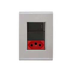 CJ 1 INTERRUPTOR SIMPLES + TOMADA DE 20A VERMELHA LIZ FENDI GRAFITE TRAMONTINA - comprar online