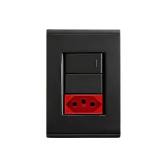 CONJ 1 INTERRUPTOR SIMPLES + TOMADA DE 20A VERMELHA LIZ GRAFITE TRAMONTINA - comprar online