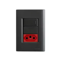 CJ 1 INTERRUPTOR SIMPLES + 1 TOMADA DE 20A VERMELHA GIZ BLACK COM GRAFITE TRAMONTINA - comprar online