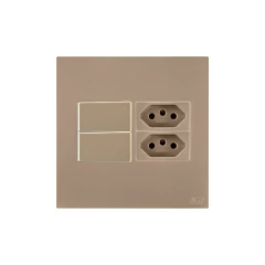 CONJ 2 INTERRUPTORES SIMPLES + 2 TOMADAS 20A RECTA SATIN FENDI BLUX 4X4 - comprar online