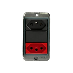 TAMPA CONDULETE 3/4 TIPO X COM 1 TOMADA 10A + 1 TOMADA 20A VERMELHA LIZ GRAFITE TRAMONTINA - comprar online