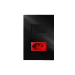 CONJ 1 INTERRUPTOR SIMPLES + 1 TOMADA 20A VERMELHA RECTA GLOSS BLACK BLUX 4X2 - comprar online