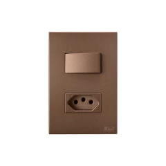 CONJ 1 INTERRUPTOR SIMPLES + 1 TOMADA 20A RECTA SATIN CORTEN BLUX 4X2 - comprar online